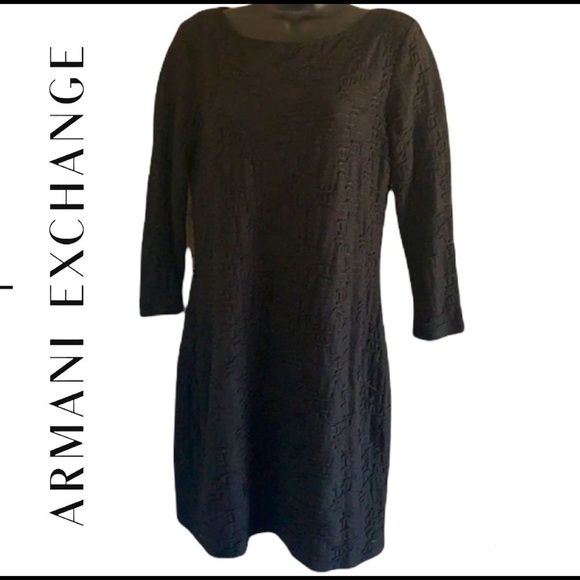 Armani Exchange Black Sheer Textured Body-cone Mini Dress Size M - Picture 4 of 13